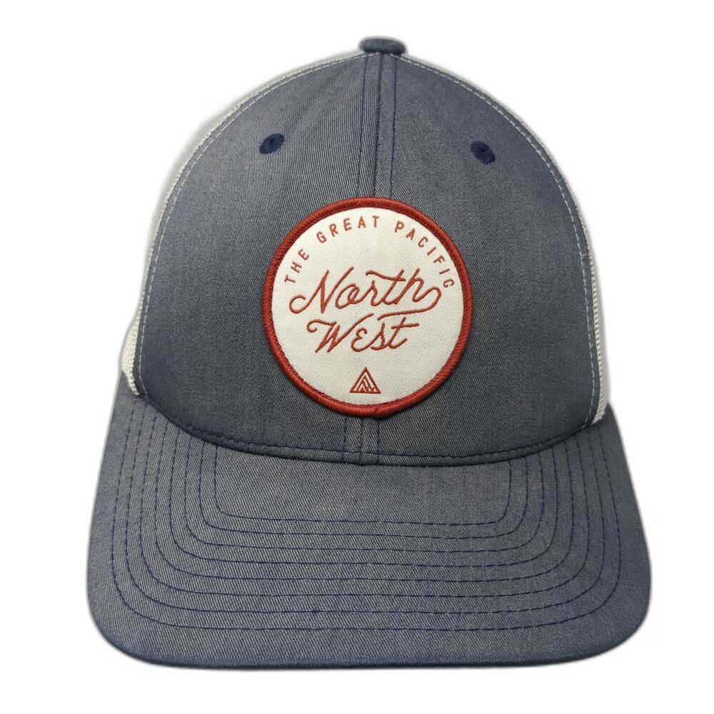 The Great PNW Trucker Hat Blue One Size Pacific Northwest Patch Mesh Snapback